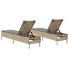 vidaXL Chaises longues avec coussins lot de 2 beige résine tressée