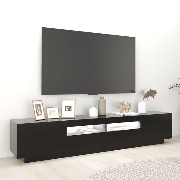 vidaXL Meuble TV avec lumières LED Noir 200x35x40 cm