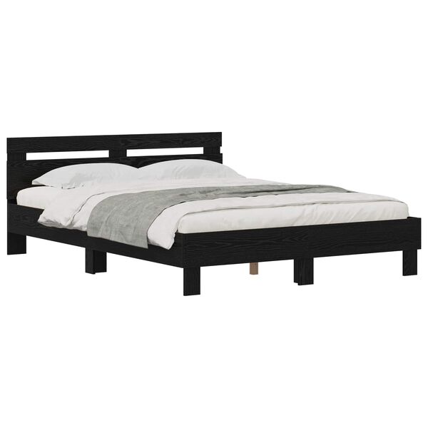 vidaXL Cadre de lit Ch&ecirc;ne noir 160 x 200 cm Bois d'ing&eacute;nierie