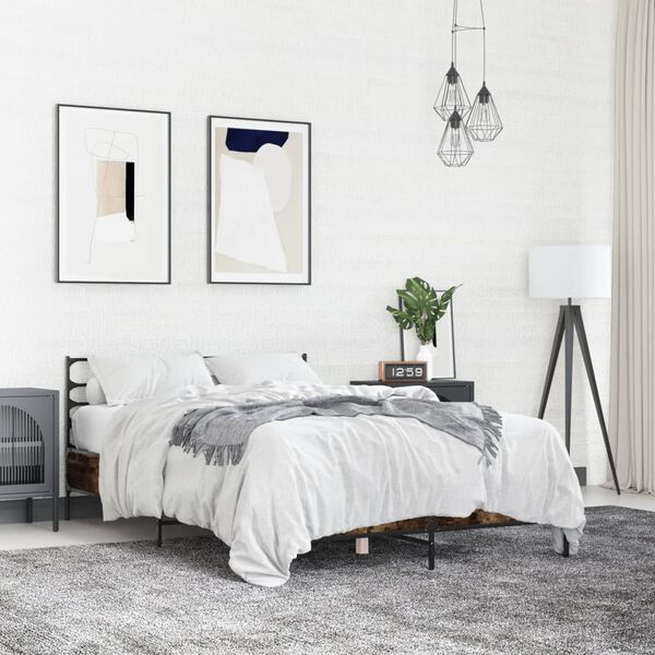 vidaXL Cadre de lit sans matelas ch&ecirc;ne fum&eacute; 120x190 cm