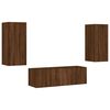 vidaXL Meuble TV muraux 3 pcs avec lumi&egrave;res LED ch&ecirc;ne marron