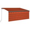 vidaXL Auvent r&eacute;tractable manuel store LED 3,5x2,5 m Orange et marron