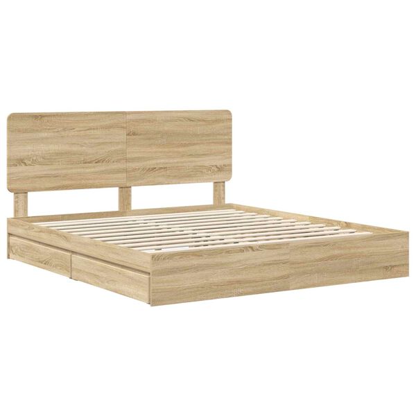 vidaXL Lit de Rangement Ch&ecirc;ne Sonoma 180 x 200 cm Bois d'ing&eacute;nierie