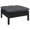 vidaXL Salon de jardin 9 pcs avec coussins Noir Bois de pin