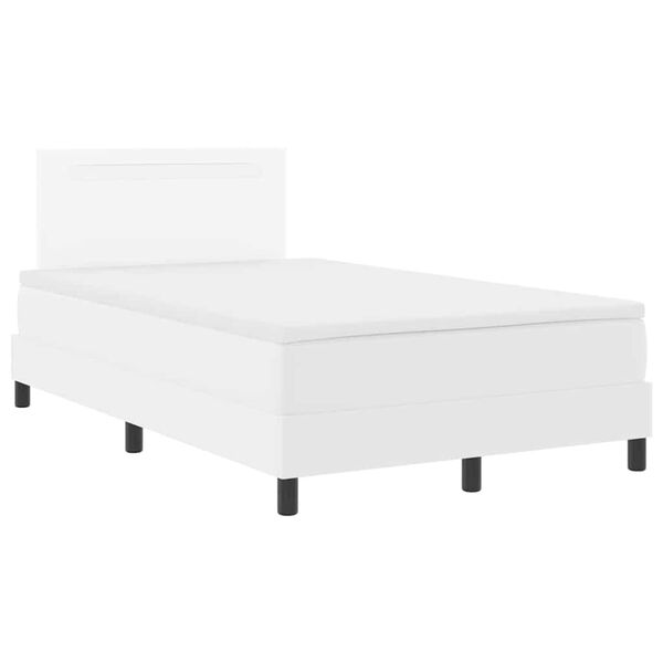 vidaXL Lit &agrave; ressorts avec matelas Blanc 120 x 190 cm Simili cuir