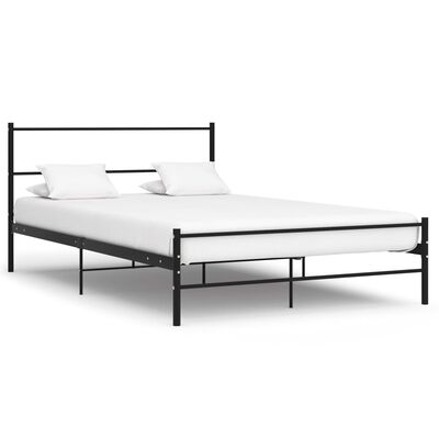 vidaXL Cadre de lit avec tête de lit sans matelas noir 140x200cm métal