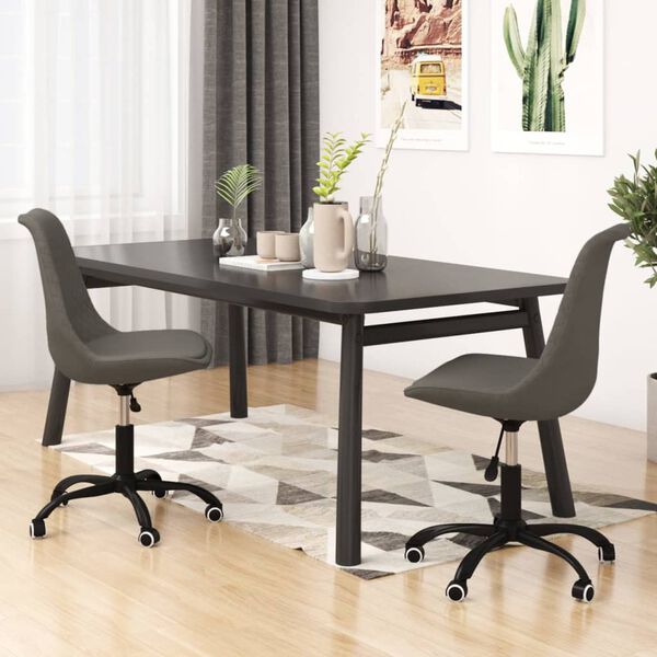 vidaXL Chaises pivotantes &agrave; manger lot de 2 Gris fonc&eacute; Tissu