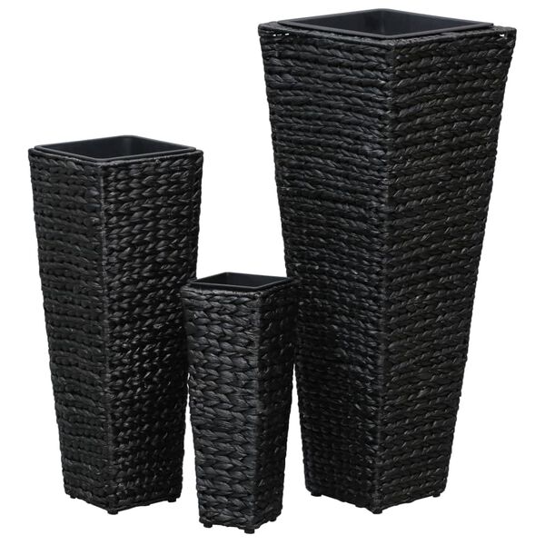 vidaXL Lits sur&eacute;lev&eacute;s 3 pcs Jacinthe d'eau Noir