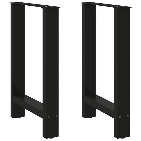 vidaXL Pieds de table &agrave; manger Noir 2 pi&egrave;ces 50 x (72-73) cm Acier
