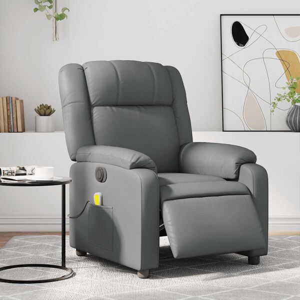 vidaXL Fauteuil de massage inclinable &eacute;lectrique gris similicuir