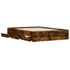 vidaXL Cadre de lit avec tiroirs sans matelas ch&ecirc;ne fum&eacute; 120x190 cm