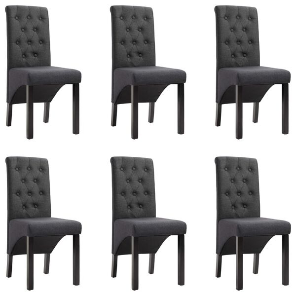 vidaXL Chaises &agrave; manger lot de 6 gris fonc&eacute; tissu