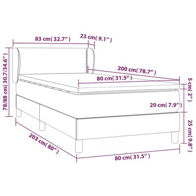 vidaXL Sommier à lattes de lit avec matelas Marron foncé 80x200 cm