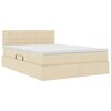 vidaXL Lit avec rangement et LED avec matelas Cr&egrave;me 140 x 200 cm tissu