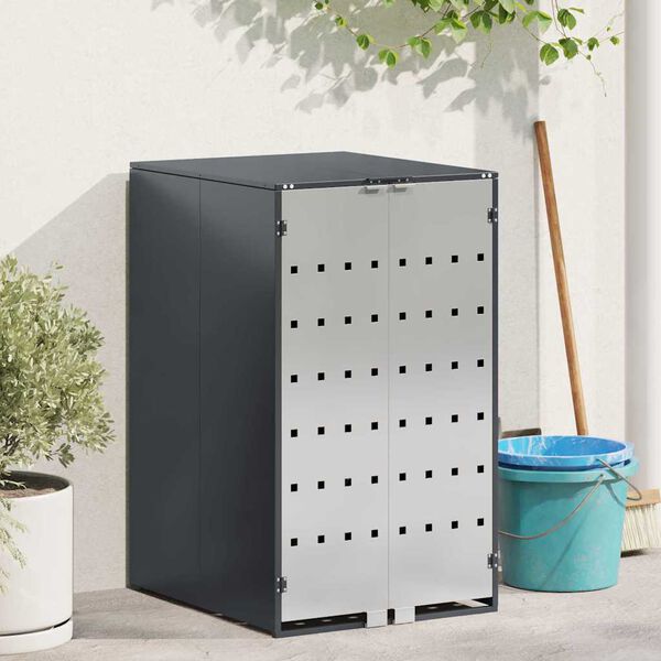vidaXL Stockage de Poubelle &agrave; Roulettes avec Couvercle &agrave; Gaz Relevable pour Poubelle de 240L