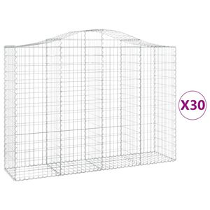 vidaXL Paniers &agrave; gabions arqu&eacute;s 30 pcs 200x50x140/160 cm Fer galvanis&eacute;