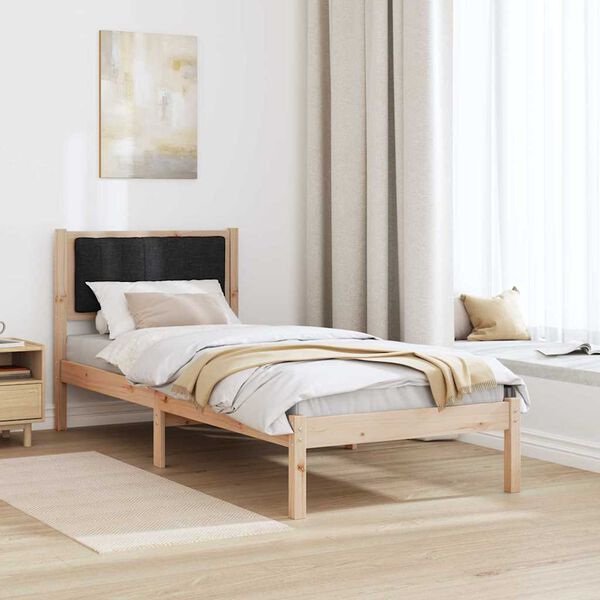 vidaXL Cadre de lit avec t&ecirc;te de lit rembourr&eacute;e Noir 75 x 190 cm