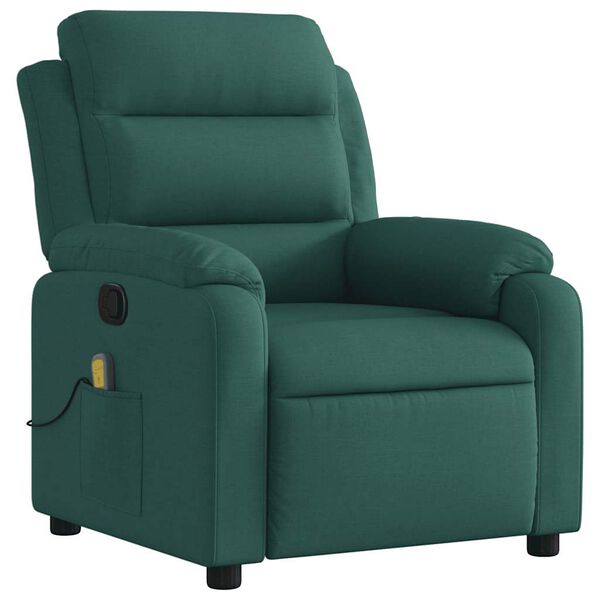 vidaXL Fauteuil de massage inclinable Vert fonc&eacute; Tissu