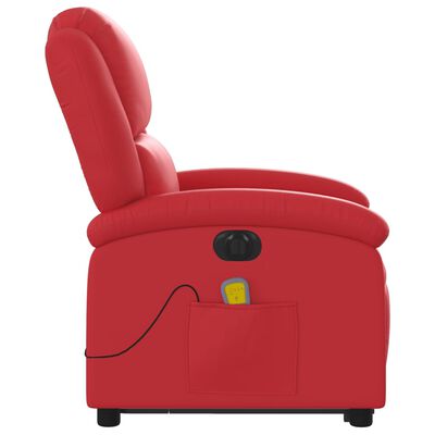vidaXL Fauteuil inclinable de massage électrique rouge similicuir