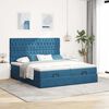 VidaXL Cadre de lit ottoman avec matelas bleu fonc&eacute; 180x200 cm velours