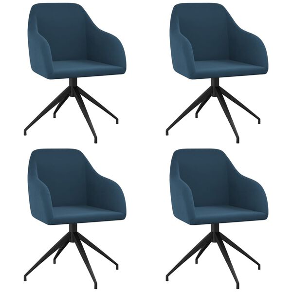 vidaXL Chaises &agrave; manger lot de 4 Bleu Velours
