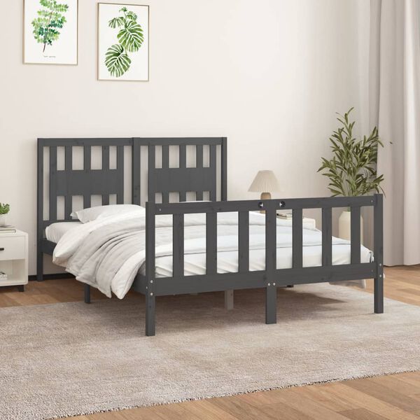 vidaXL Cadre de lit sans matelas bois massif de pin gris 140x200 cm