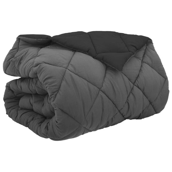 vidaXL Duvet d'hiver Noir et anthracite 220 x 200 cm Microfibre