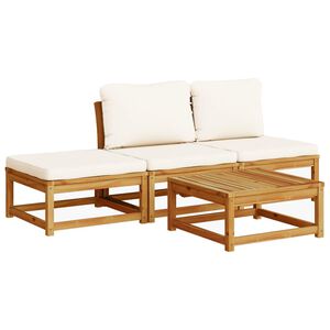 vidaXL Salon de jardin 4 pcs avec coussins Bois d'acacia solide