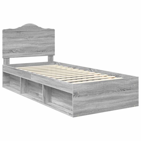 vidaXL Cadre de lit Gris Sonoma 90 x 190 cm Pin massif