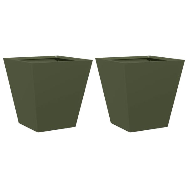 vidaXL Jardini&egrave;res 2 pcs vert olive 30x30x30 cm acier