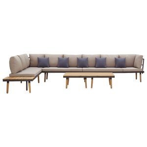 vidaXL Salon de jardin &agrave; 8 places avec coussins Bois d'acacia solide