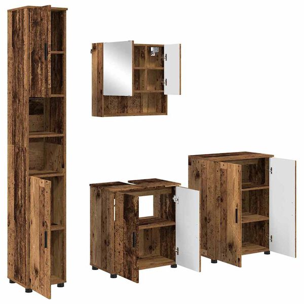 vidaXL Ensemble de mobilier de salle de bain 4 pcs Bois Ancien