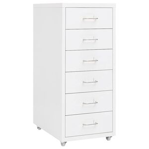 vidaXL Classeur mobile Blanc 28x41x69 cm M&eacute;tal