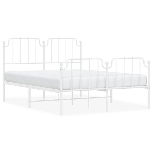 vidaXL Cadre de lit métal sans matelas et pied de lit blanc 150x200 cm