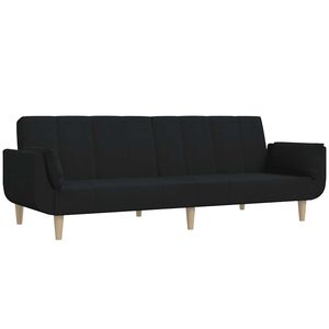 vidaXL Canap&eacute;-lit &agrave; 2 places avec deux oreillers noir tissu