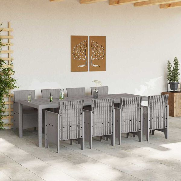 vidaXL Ensemble de salle à manger pour jardin 9 pcs Blanc Rattan Polt