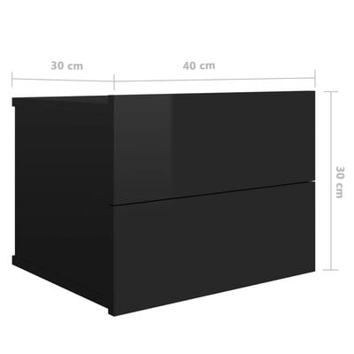 vidaXL Tables de chevet 2 pcs Noir brillant 40 x 30 x 30 cm Aggloméré