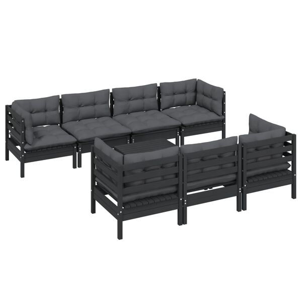 vidaXL Salon de jardin 8 pcs avec coussins bois de pin massif