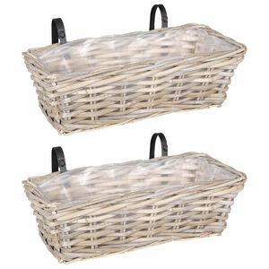 vidaXL Panier &agrave; jardini&egrave;re suspendu GENDT 2 pi&egrave;ces Gris naturel