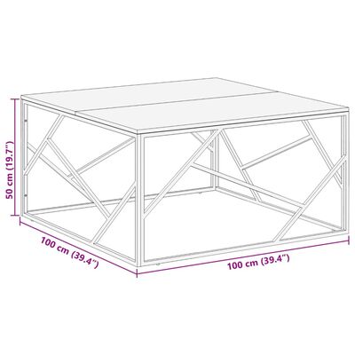 vidaXL Table basse argenté acier inoxydable et bois massif d'acacia