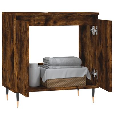 vidaXL Armoire de bain chêne fumé 58x33x60 cm bois d'ingénierie