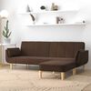 vidaXL Canap&eacute;-lit 2 places et tabouret deux oreillers Marron Tissu