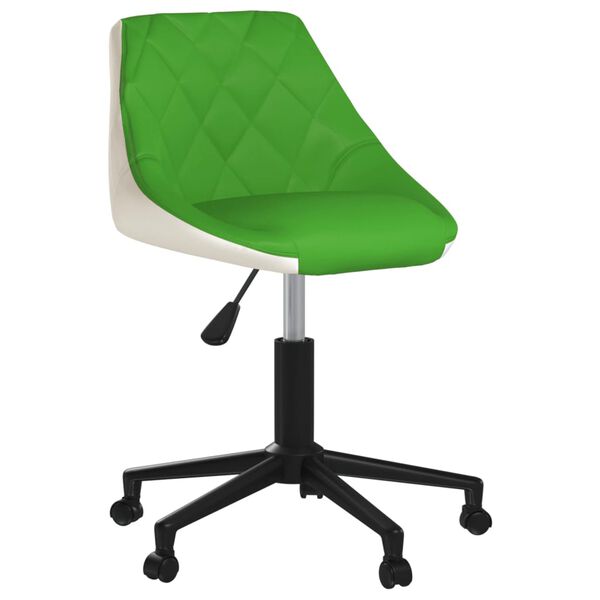 vidaXL Chaise de bureau pivotante Vert et blanc Similicuir