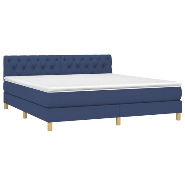 vidaXL Sommier &agrave; lattes de lit avec matelas Bleu 160x200 cm Tissu