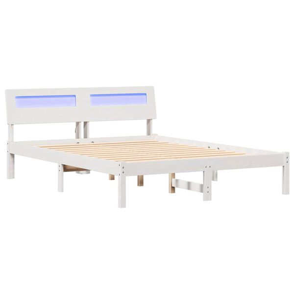 vidaXL Cadre de lit avec t&ecirc;te de lit Blanc 120 x 200 cm Pin massif