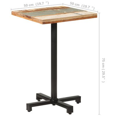 vidaXL Table de bistro Carrée 50x50x75 cm Bois de récupération massif