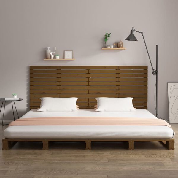 vidaXL T&ecirc;te de lit murale Marron miel 156x3x91,5 cm Bois massif de pin
