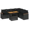 vidaXL Salon de jardin avec coussins 7 pcs noir r&eacute;sine tress&eacute;e acacia