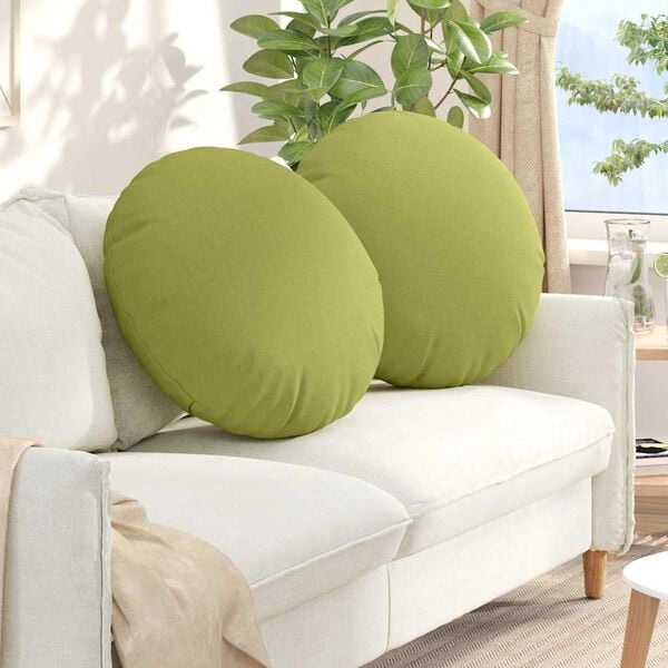 vidaXL Coussins de si&egrave;ge 2 pcs Vert clair &Oslash;80 x 29 cm tissu