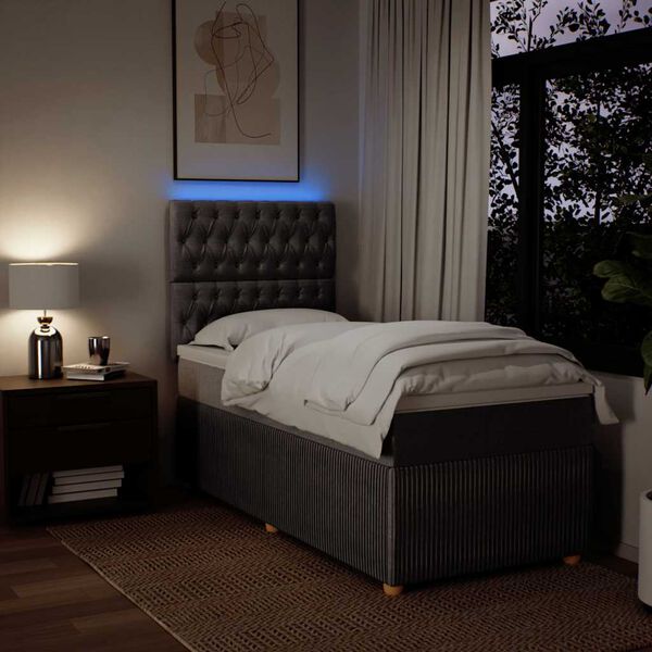 vidaXL Sommier &agrave; lattes de lit avec matelas Taupe 100x200 cm Tissu